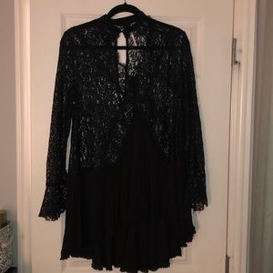 Free People Black Lace Tunic long sleeve